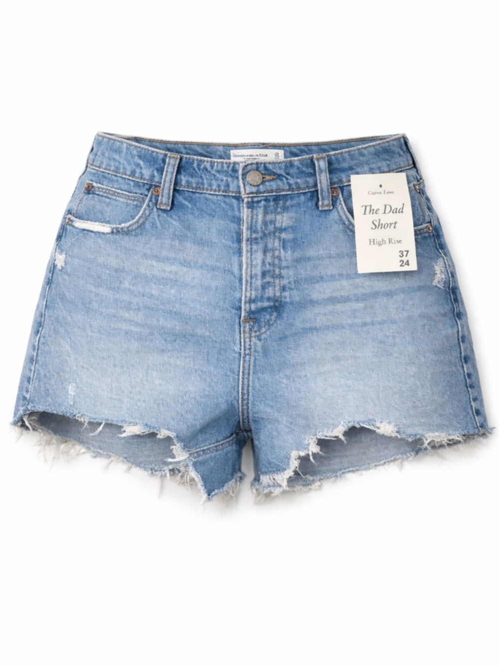 Abercrombie & Fitch Curve Love Dad Shorts High Rise Distressed Denim Size 37 NWT